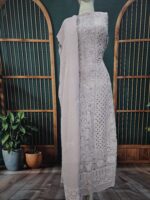 Allover Chikankari and Mukaish Anarkali with Dupatta (Baby Pink)