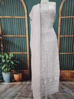 Allover Chikankari and Mukaish Anarkali with Dupatta (Baby Pink) - Image 2