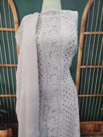 Allover Chikankari and Mukaish Anarkali with Dupatta (Baby Pink) - Image 3