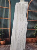 Heavy Mukaish Work Kurta and Dupatta Set (White) - Image 3