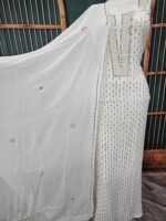 Heavy Mukaish Work Kurta and Dupatta Set (White) - Image 2