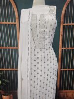Heavy Mukaish Work Kurta and Dupatta Set (White) - Image 2