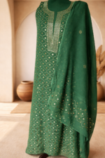 Heavy Mukaish Work Kurta and Dupatta Set (Green)
