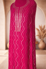 Heavy Mukaish Work Kurta and Dupatta Set (Pink) - Image 2