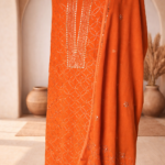 Heavy Mukaish Work Kurta and Dupatta Set (Orange)