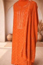 Heavy Mukaish Work Kurta and Dupatta Set (Orange)