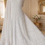 Allover Chikankari and Mukaish Anarkali with Dupatta (Cream)