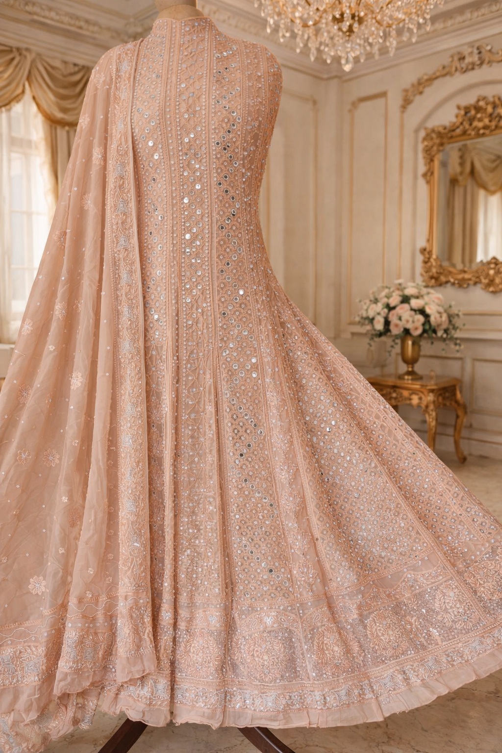 ChatGPT Image Jan 26, 2026, 05_40_17 PM Chikankari with Cut Dana Pearl Anarkali with Dupatta (Dreamcatcher) - Image 1