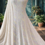 Chikankari with Cut Dana Pearl Anarkali with Dupatta (Off White)
