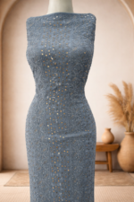 Chikankari Pearl work Full Suit (Steel Blue) - Image 2