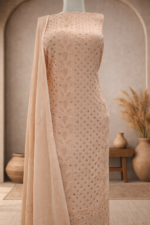 Chikankari and Mukaish Work Kurta and Dupatta Set (DarkSalmon) - Image 2