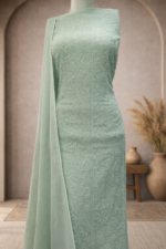 Chikankari Pearl work Full Suit (Aquamarine) - Image 2