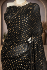 Allover Mukaish badla Pure Georgette Saree (Black) - Image 3